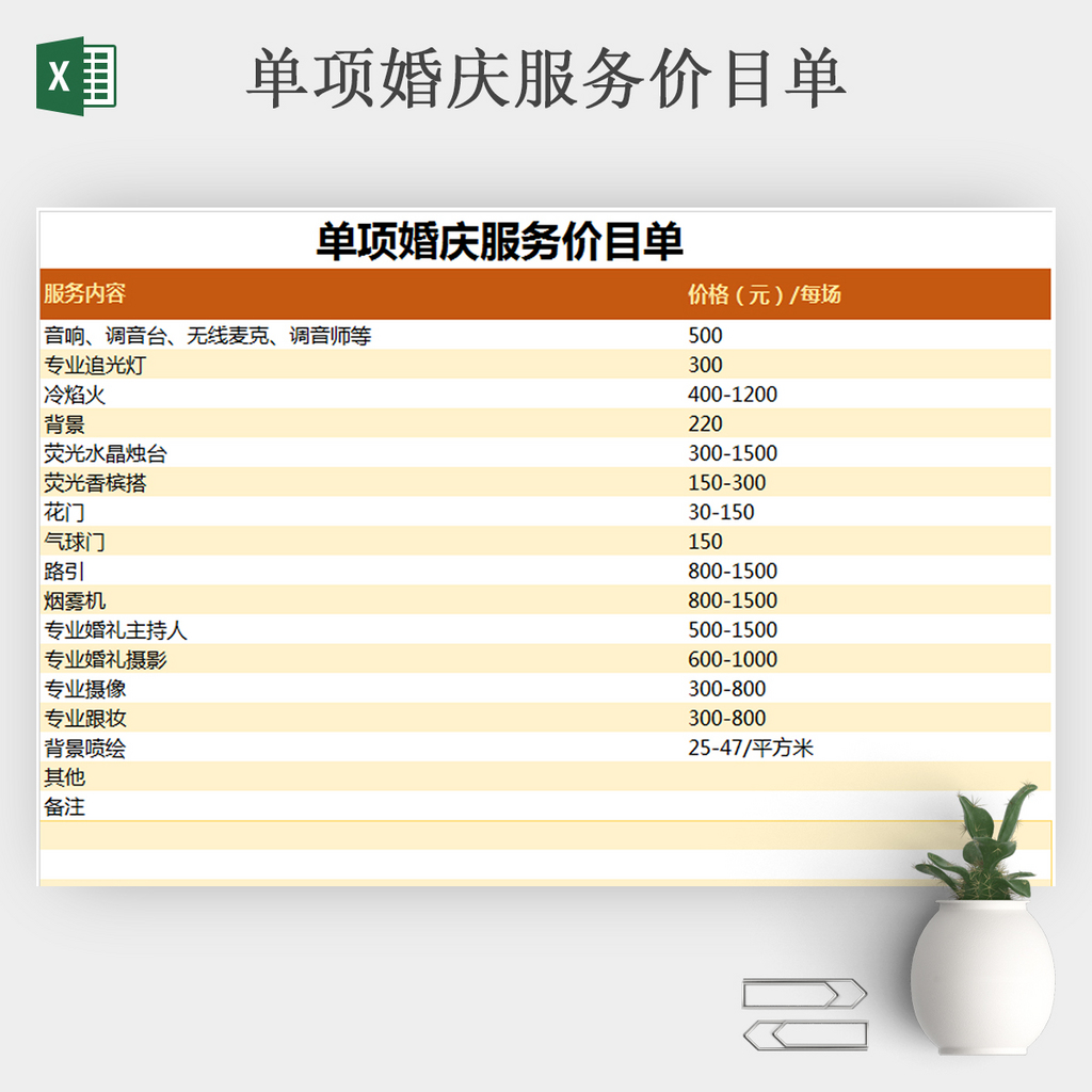 婚庆礼仪价目表(婚庆礼仪都包括什么)